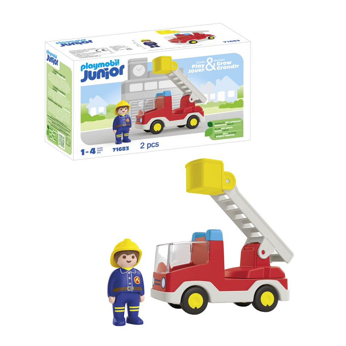 Junior Camion de pompier avec échelle pivotante multicolore, PLAYMOBIL