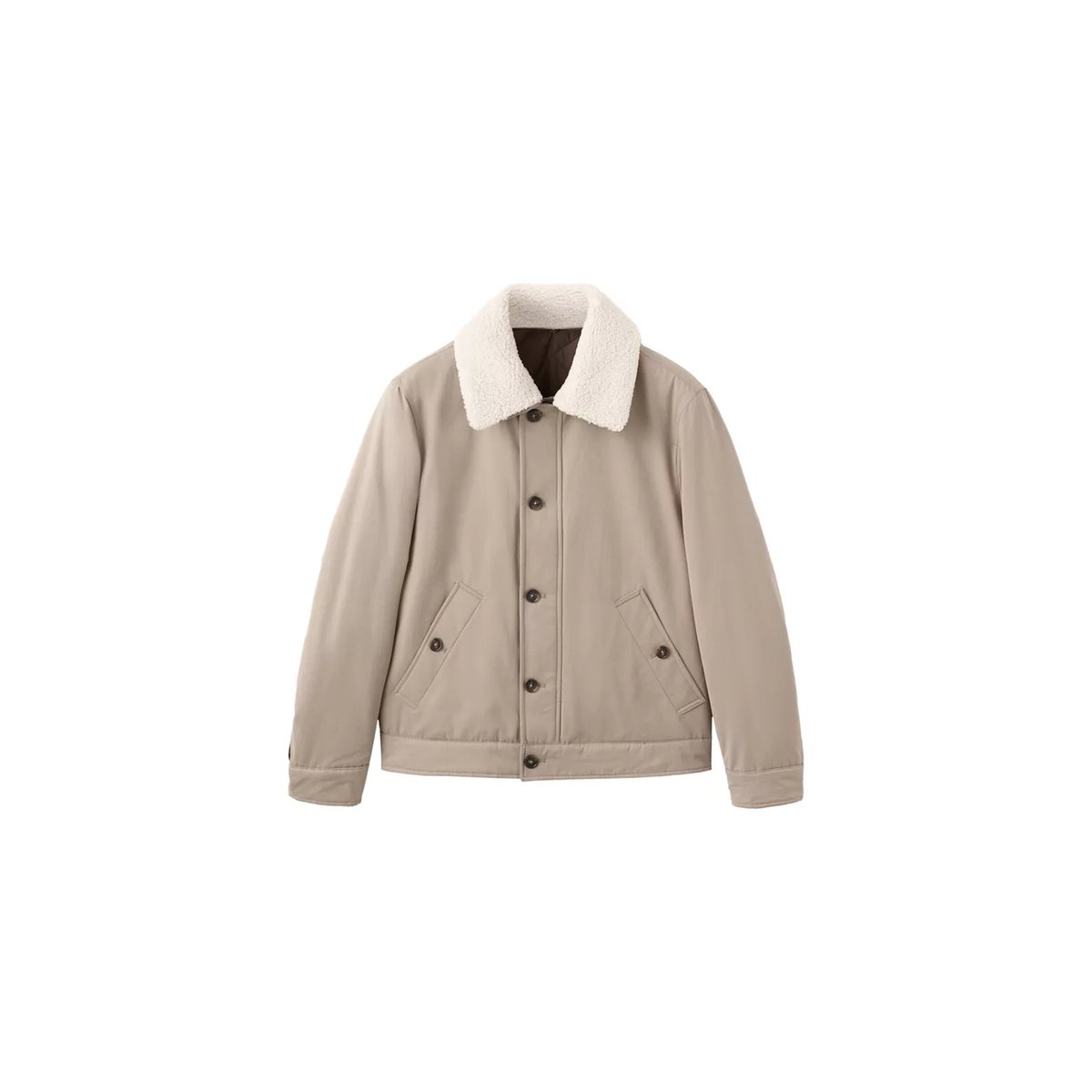 Veste matelassée à col moutonné sable, MANGO MAN