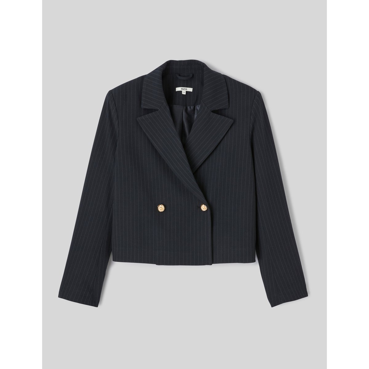 Blazer court rayé bleu foncé, BZB