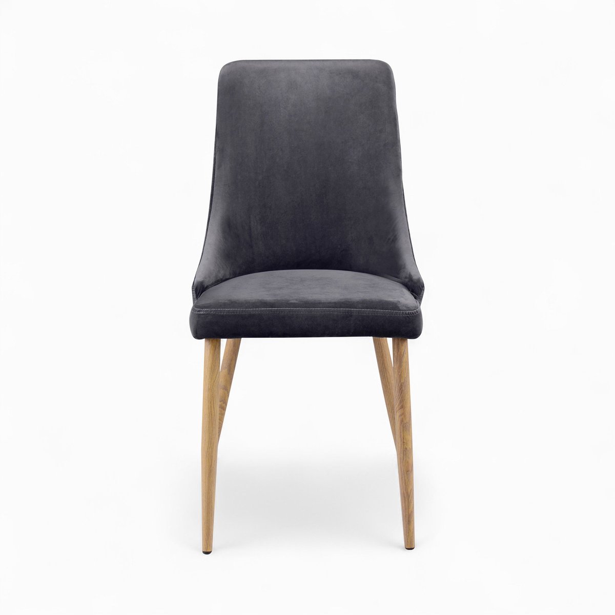 Pack 4 chaises en velours et - VINNI gris et bleu, MAISON PAVANE