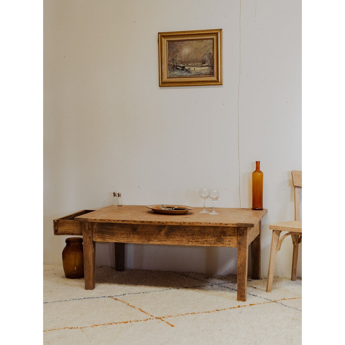Table basse en bois Léonie N°900 - Bon état bois clair, DEBONGOUT