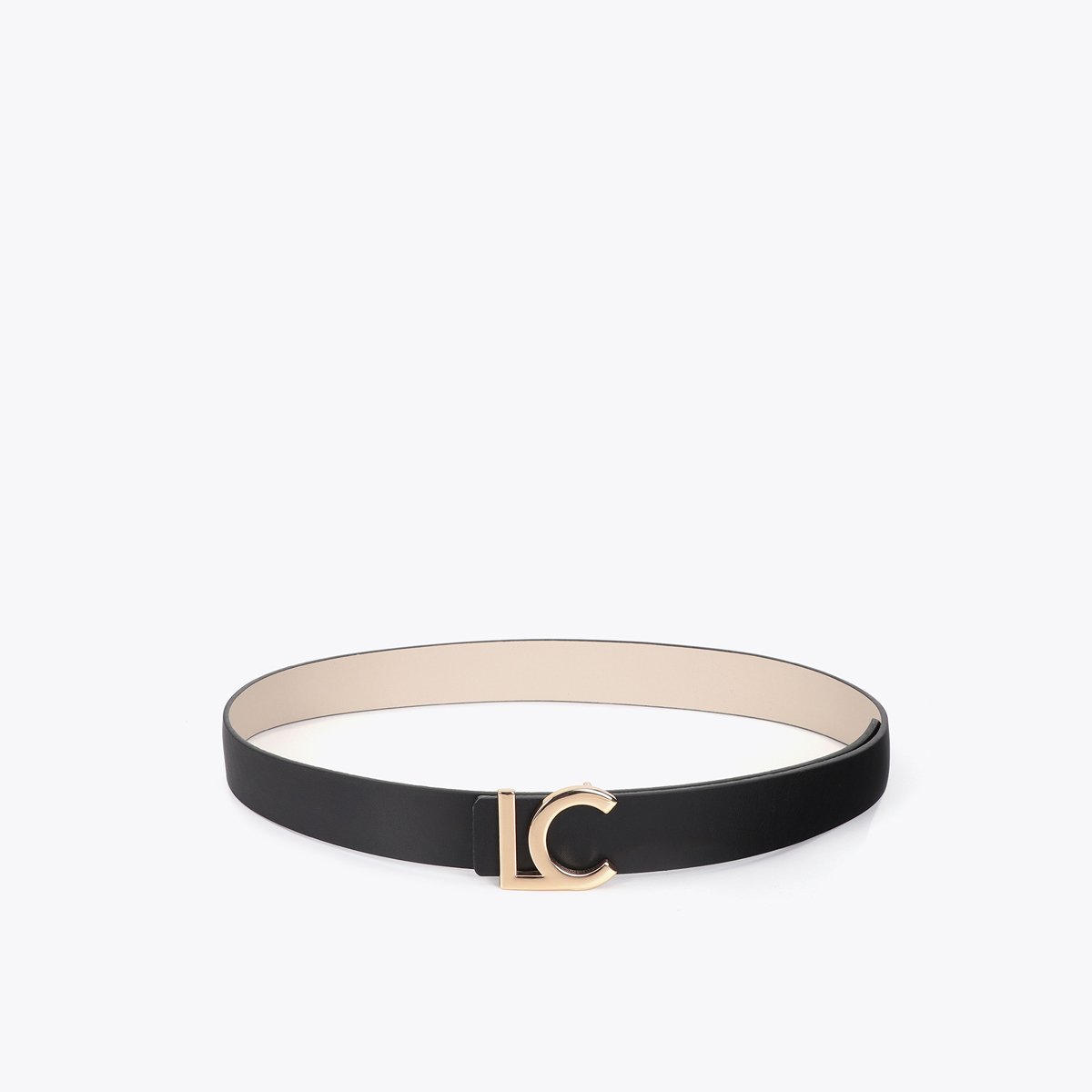 Ceinture réversible à logo métallique noir, LOLA CASADEMUNT
