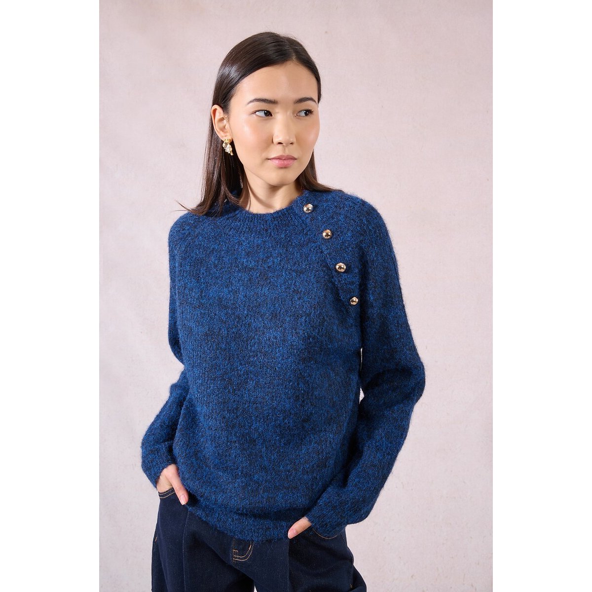 Jumper with Button Detail blue, MOLLY BRACKEN