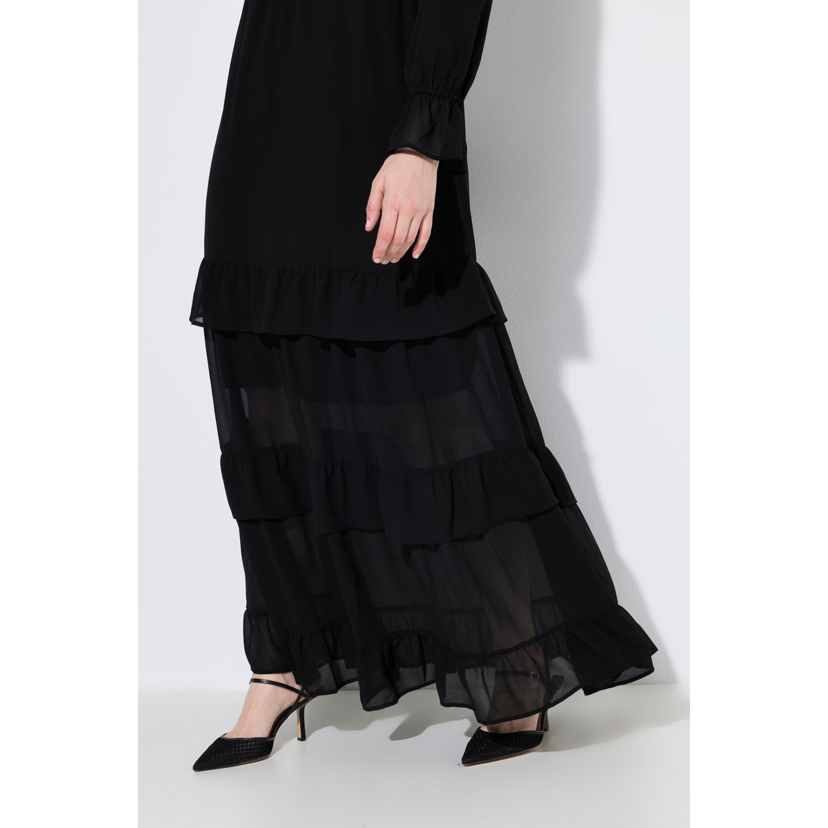 Robe maxi taille empire, coupe évasée noir, ULLA POPKEN