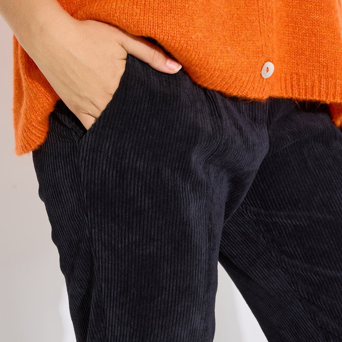 Pantalon chino velours à revers noir, GRAIN DE MALICE