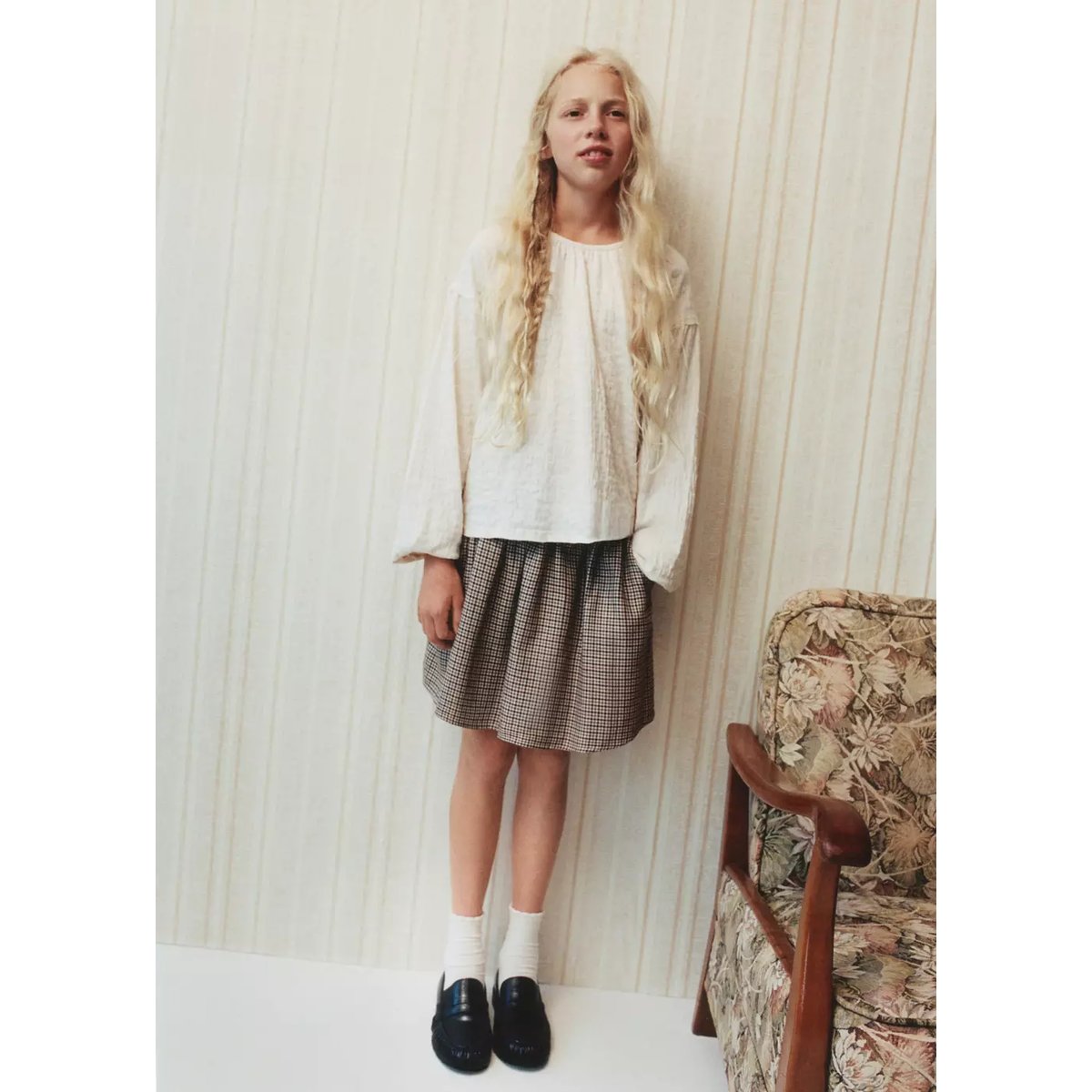 Chemisier texturé en dentelle écru, MANGO KIDS