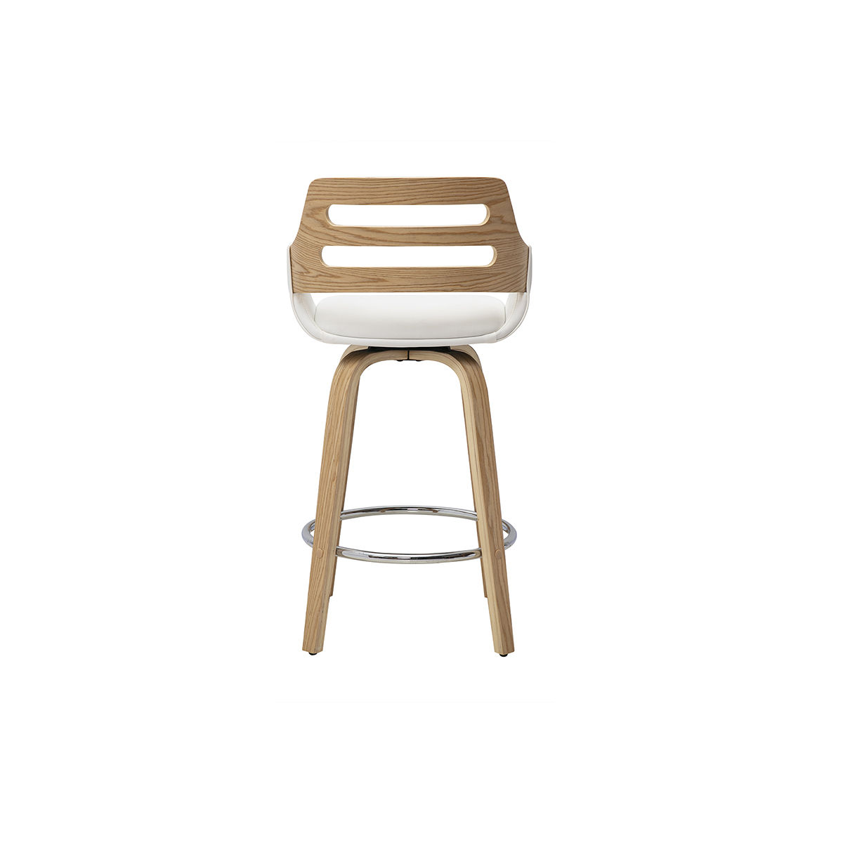 Tabourets de bar scandinaves pivotants blancs et bois clair H65.5 cm (lot de 2) PERNIK blanc, MILIBOO