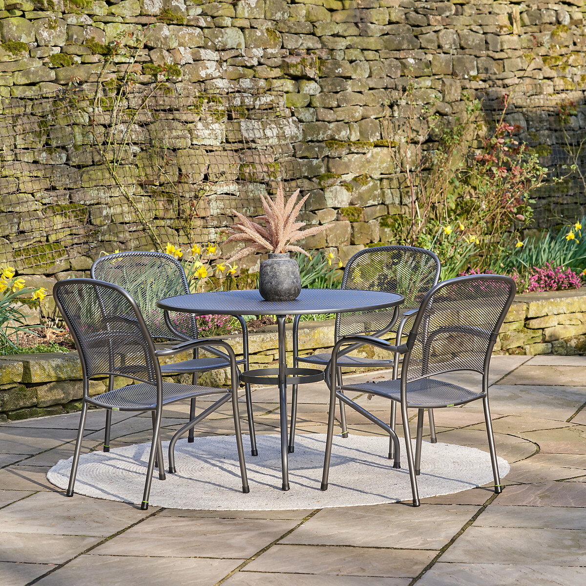 Carlo Round 4 Seater Patio Dining Set grey, SO'HOME