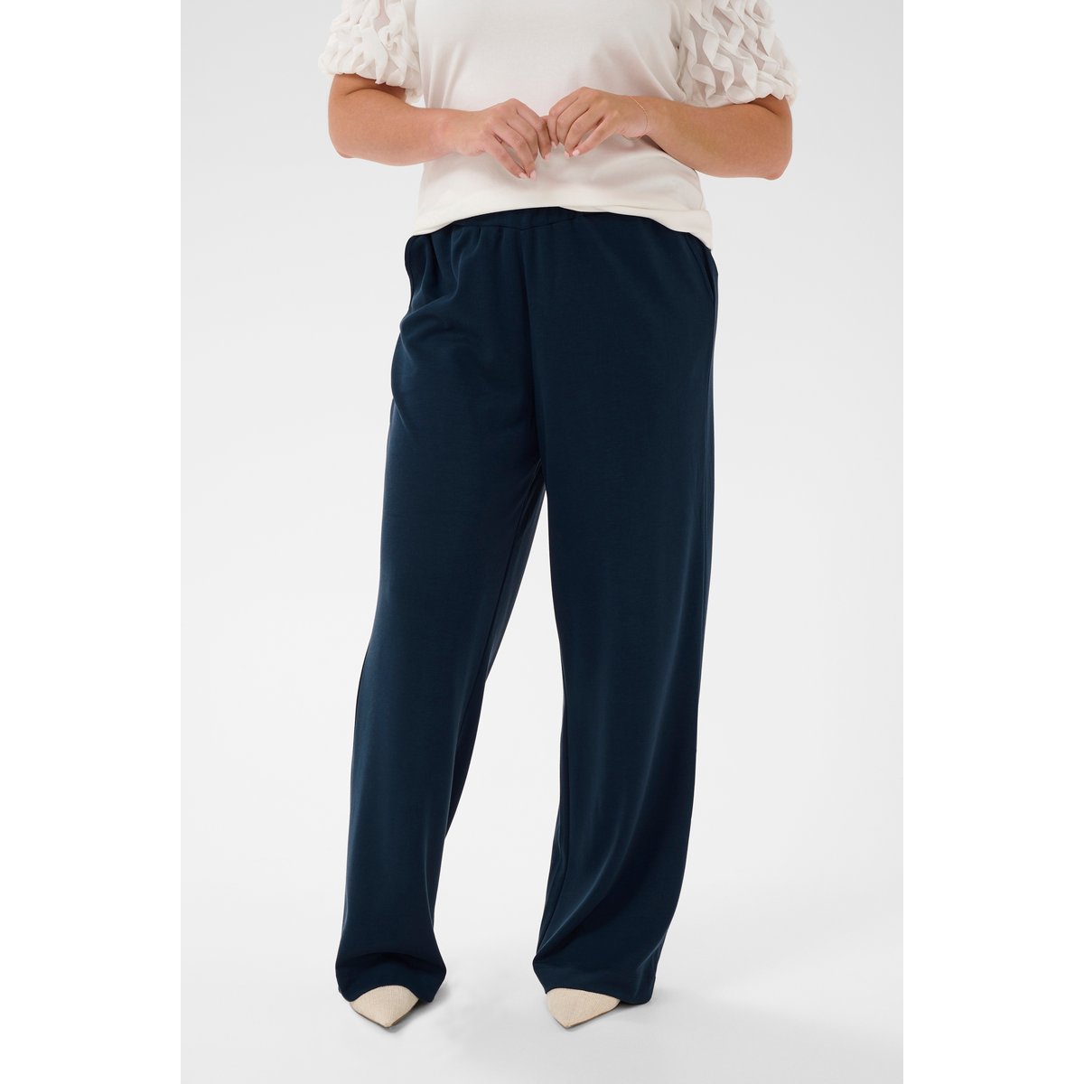 Pantalon casual bleu midnight marine, KAFFE CURVE