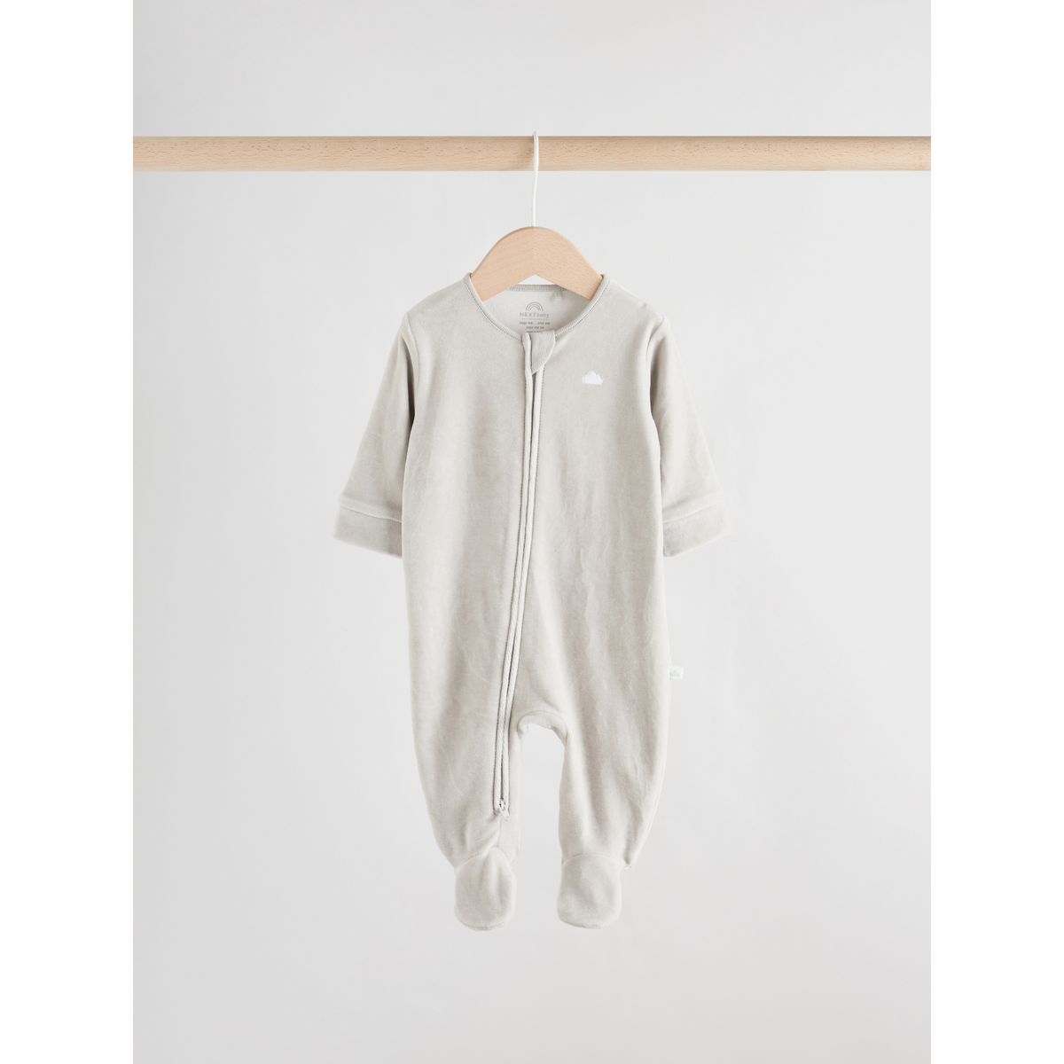 Grenouillère en velours à zip bébé, lot de 2 gris, NEXT