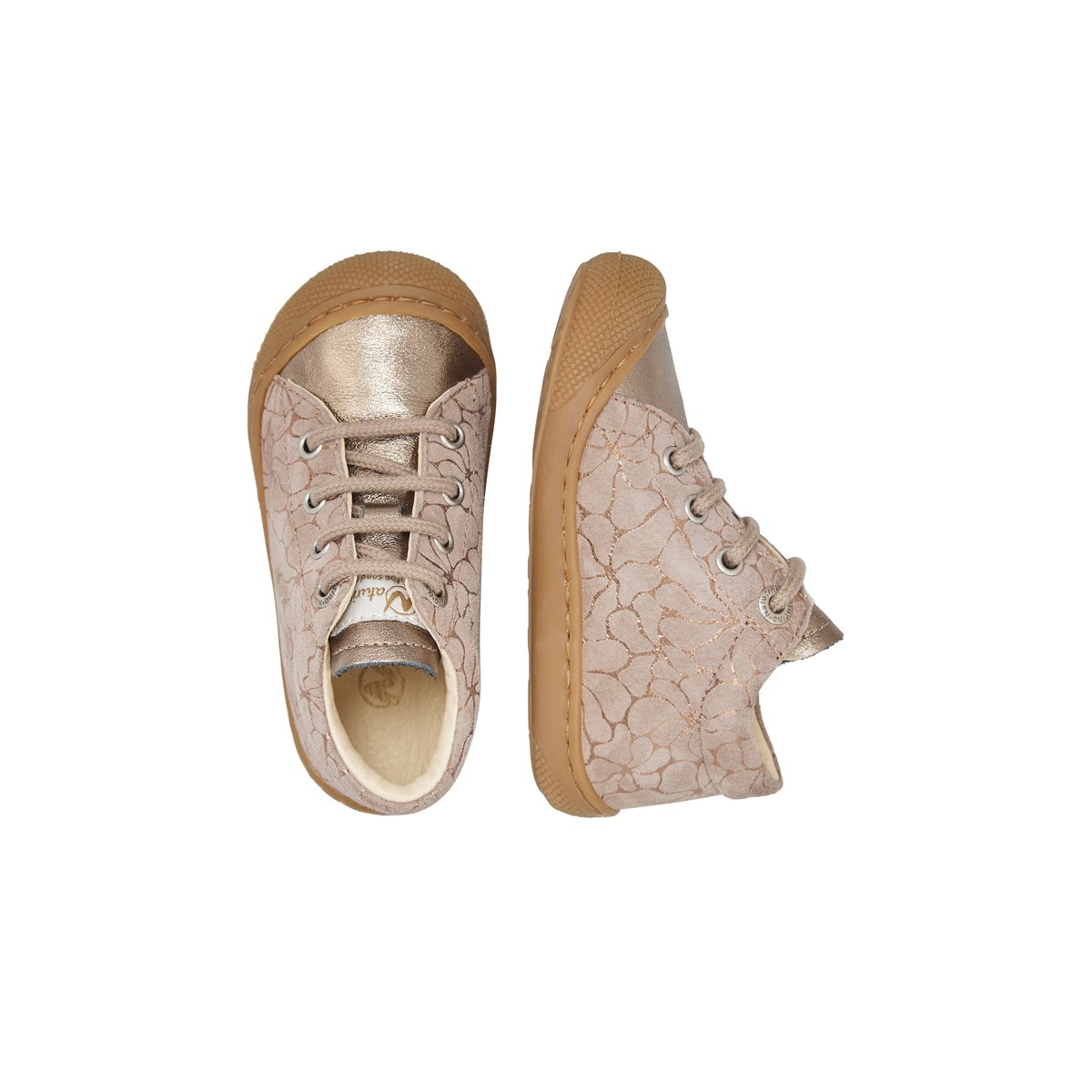 Chaussures premiers pas en cuir et suède COCOON gris tourterelle-, NATURINO