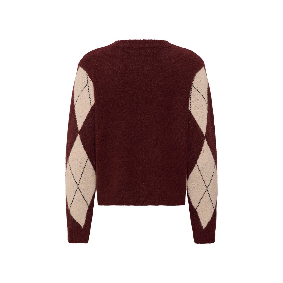 Pullover tricoté rouge burgundy argyle, CULTURE