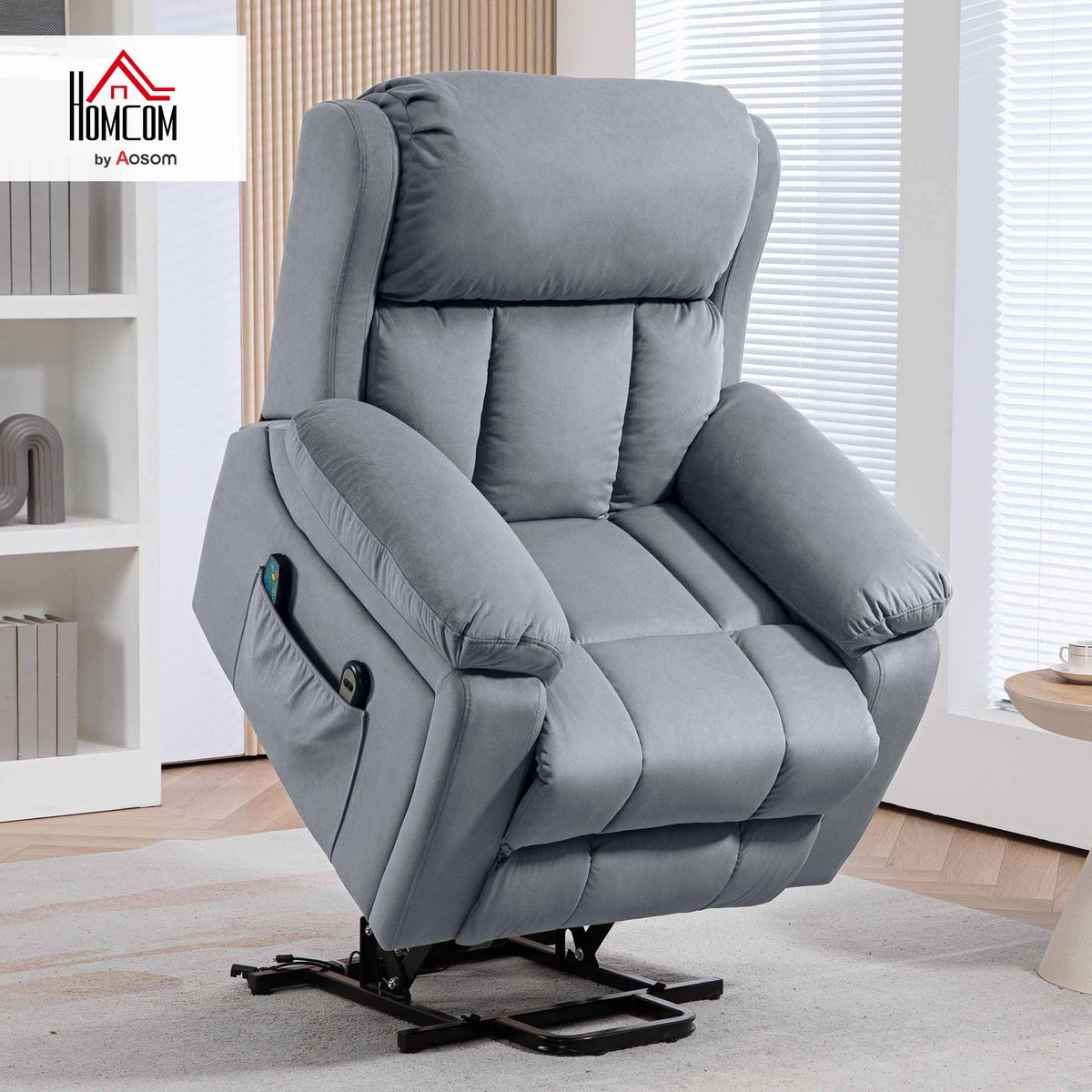 Fauteuil releveur multifonctionnel Tissu gris, HOMCOM