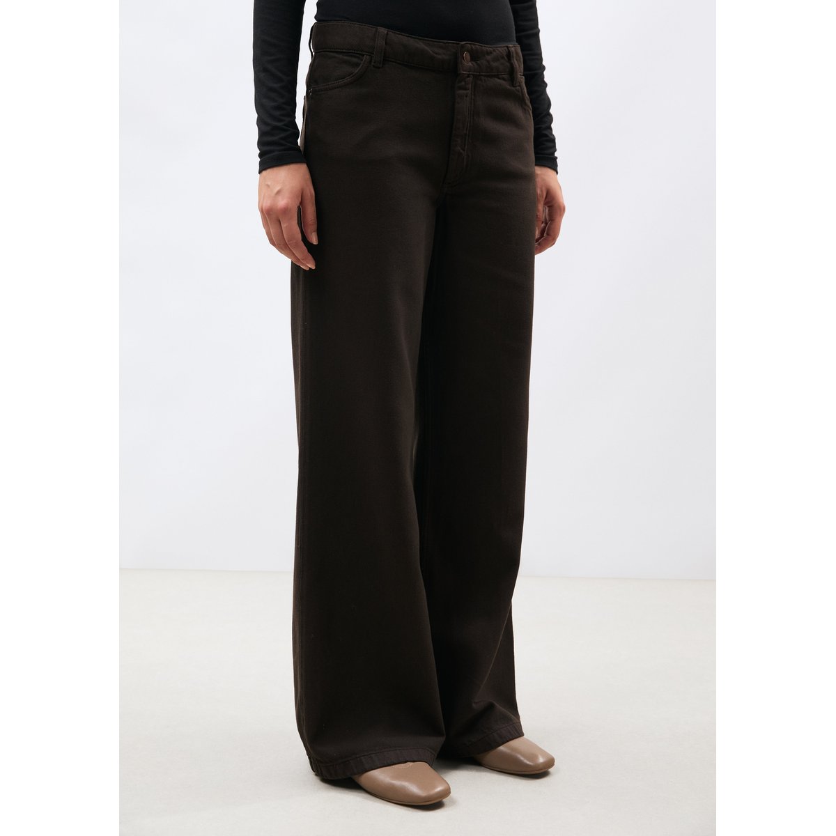 Jean droit taille haute chocolat, HUMILITY