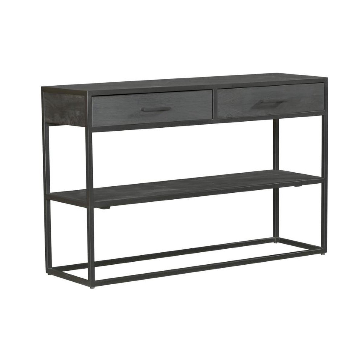 Console d'entrée en bois noir 2 tiroirs motif chevron ALVERA noir, PIER IMPORT