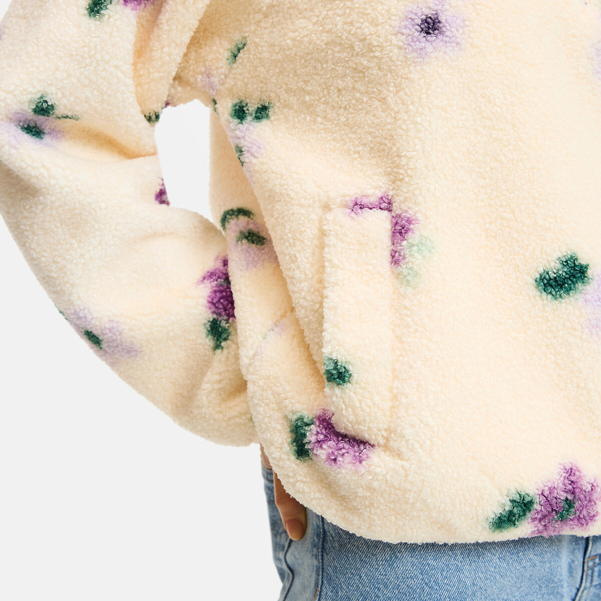 Sweat à col camionneur, en sherpa imprimé floral imprimé fleur, LA REDOUTE COLLECTIONS