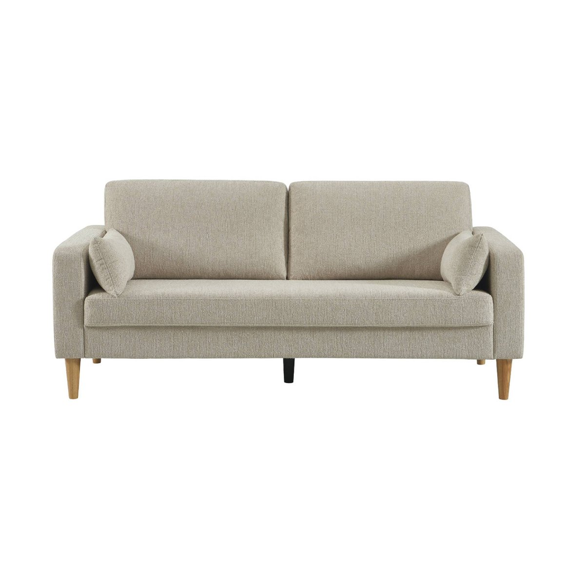 Canapé bois d'hévéa et tissu chenille 3 places BJORN beige, SWEEEK