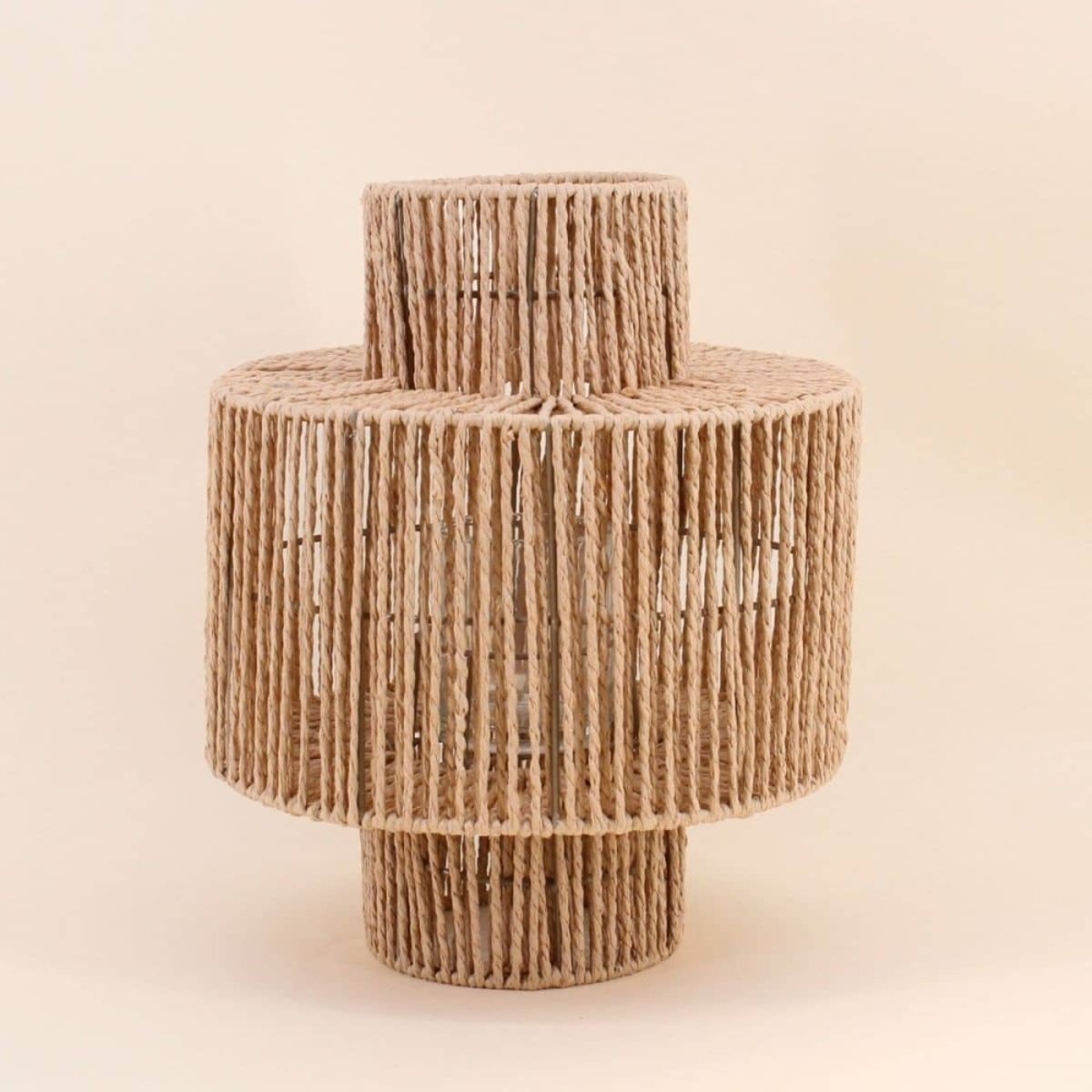 Lanterne ronde en corde 38x30cm beige, ORNAMI