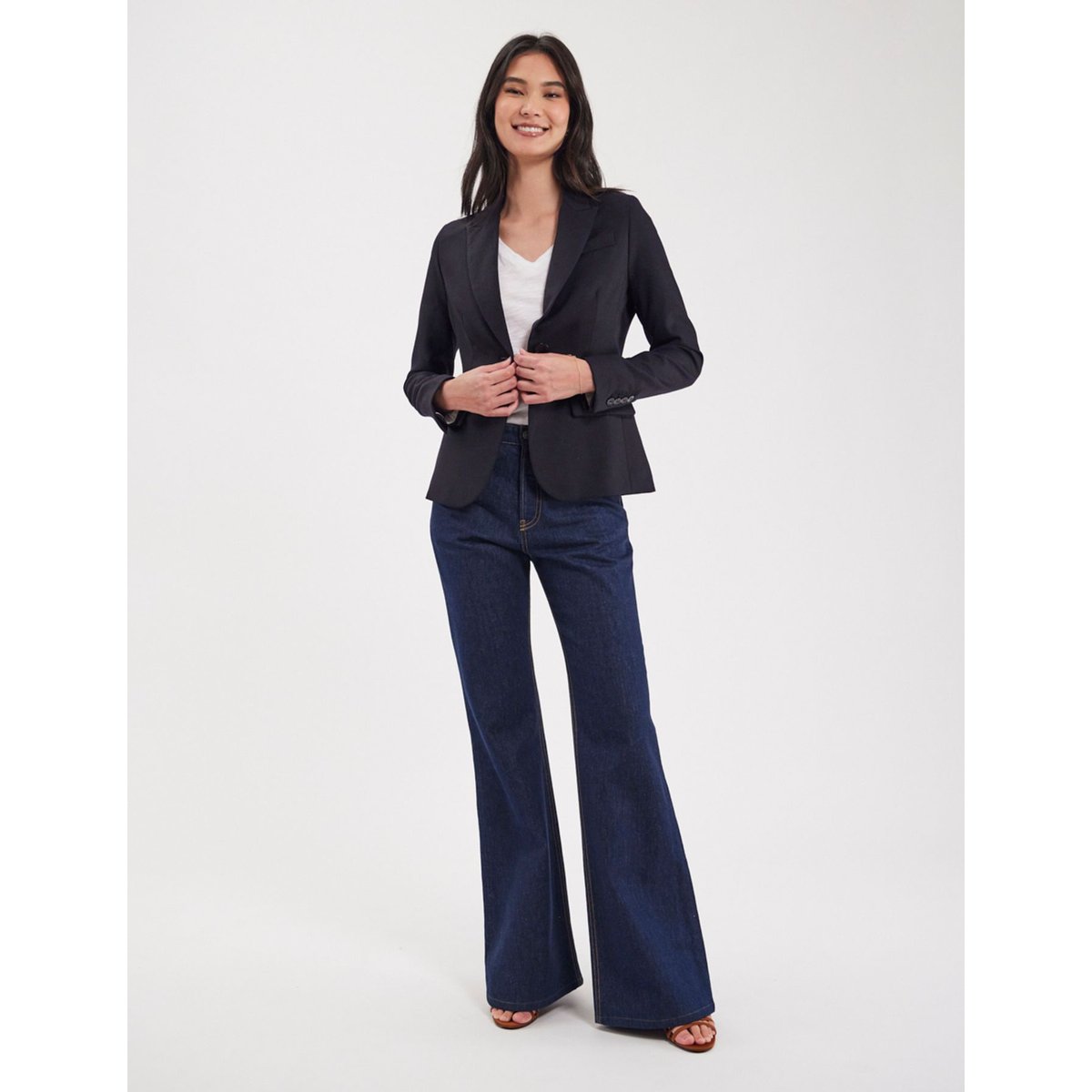 Veste Nicoletta en laine bleu marine blue dark, INES DE LA FRESSANGE PARIS