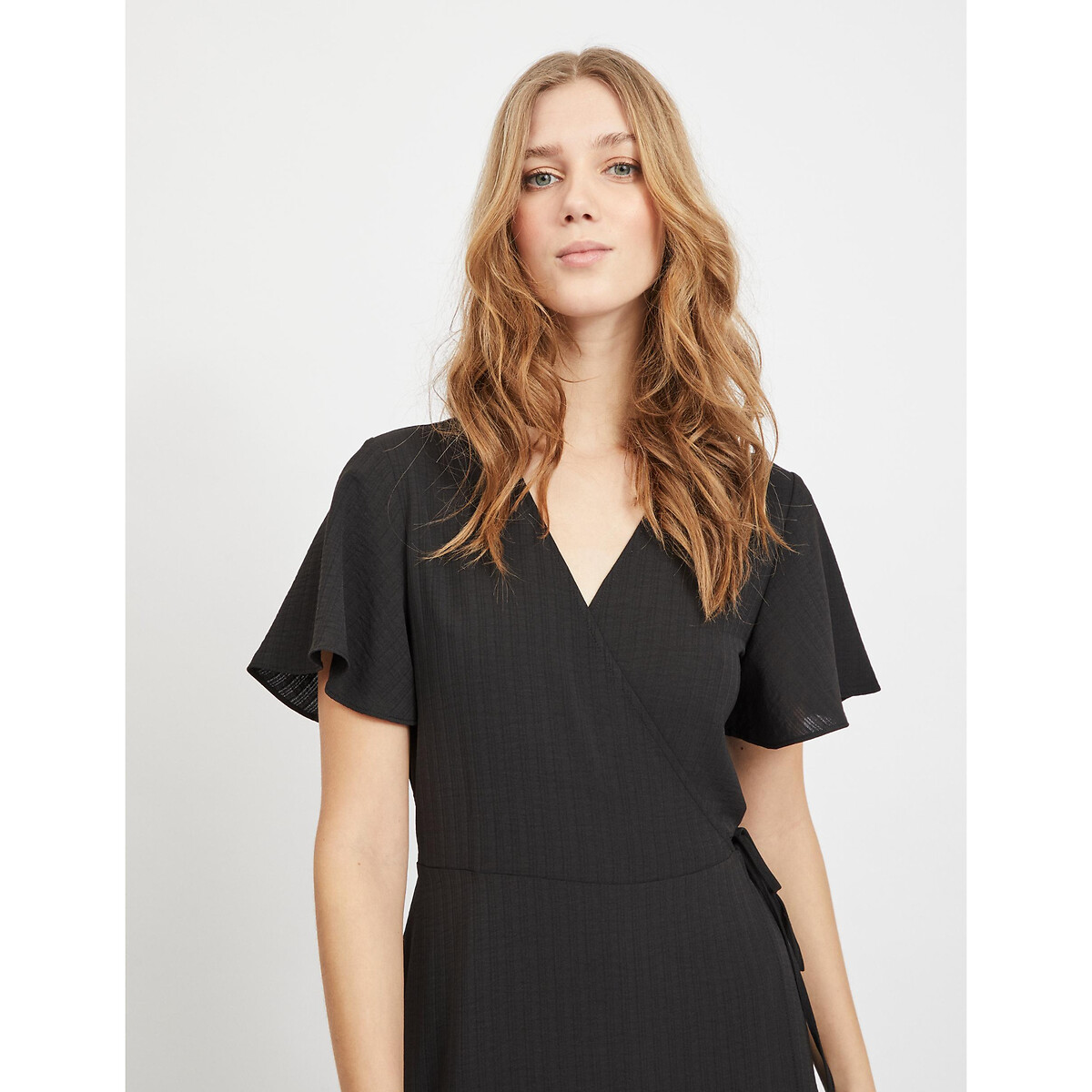 Robe portefeuille longueur midi noir, VILA