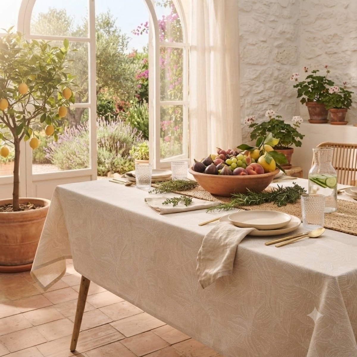Nappe effet lin Lorenza beige, EDEN