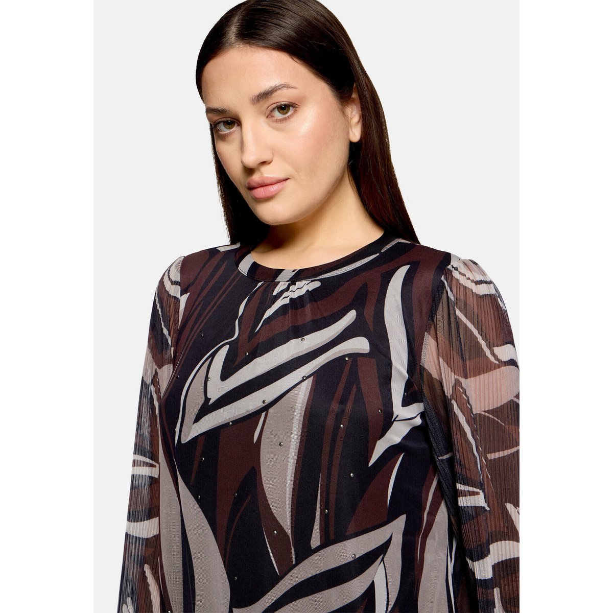 Robe en chiffon à manches longues taupe/black, BETTY BARCLAY