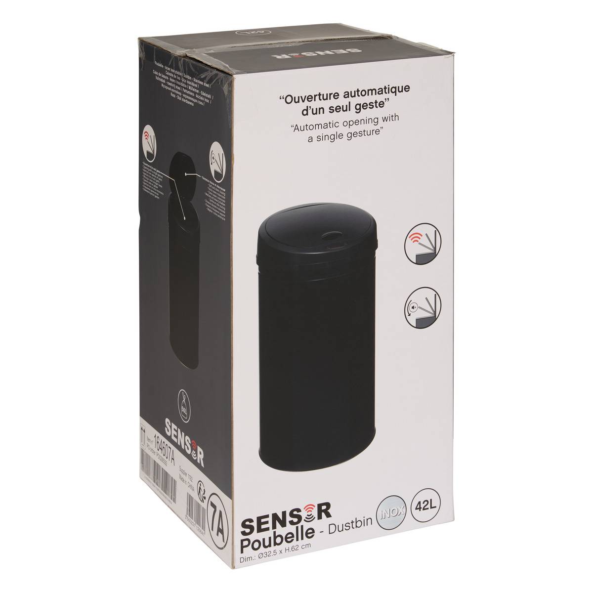 Poubelle ronde BASIC noir, 5FIVE SIMPLY SMART