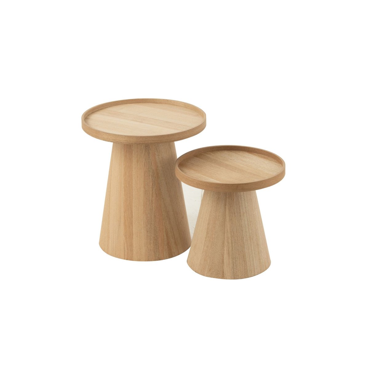 Tables basses rondes en bois naturel (set de 2) - AGATHE bois clair, HELLIN, DEPUIS 1862