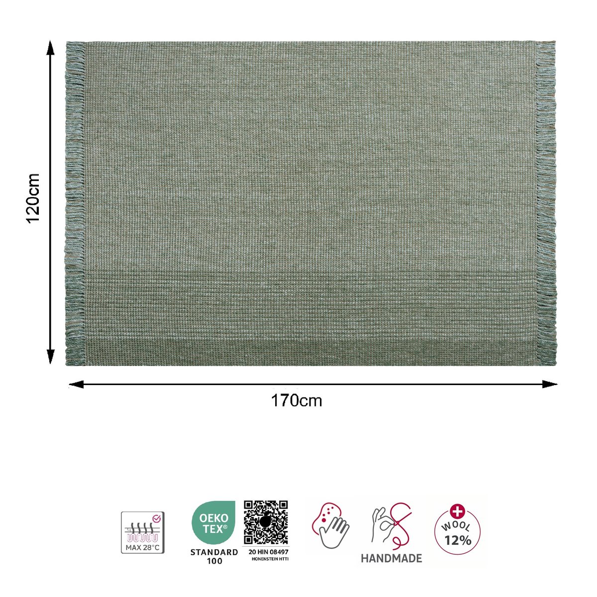 Tapis en jute, COMFY vert, INSPIRE