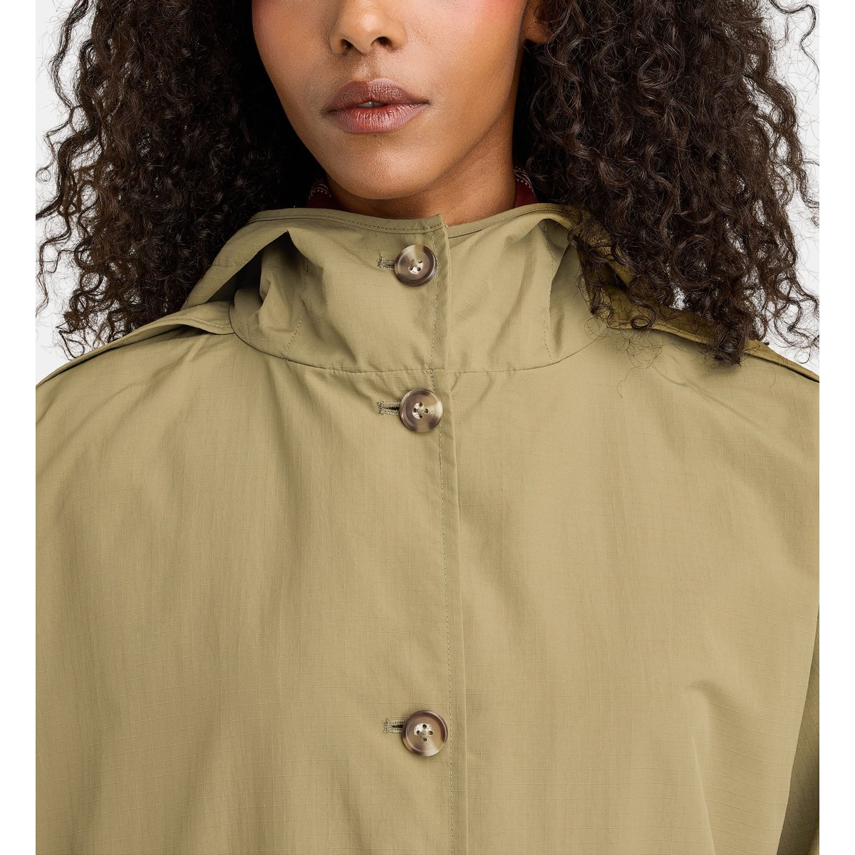 Imperméable long droit laly capuche recyclé kaki, JODHPUR