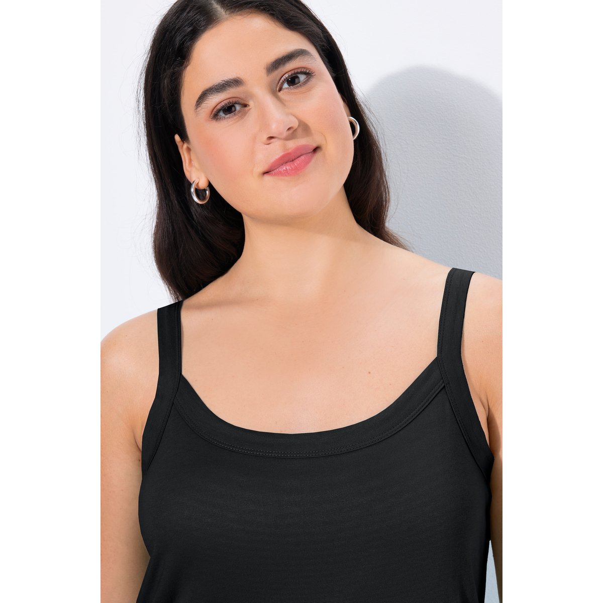 Top spaghetti, jersey doux noir, ULLA POPKEN