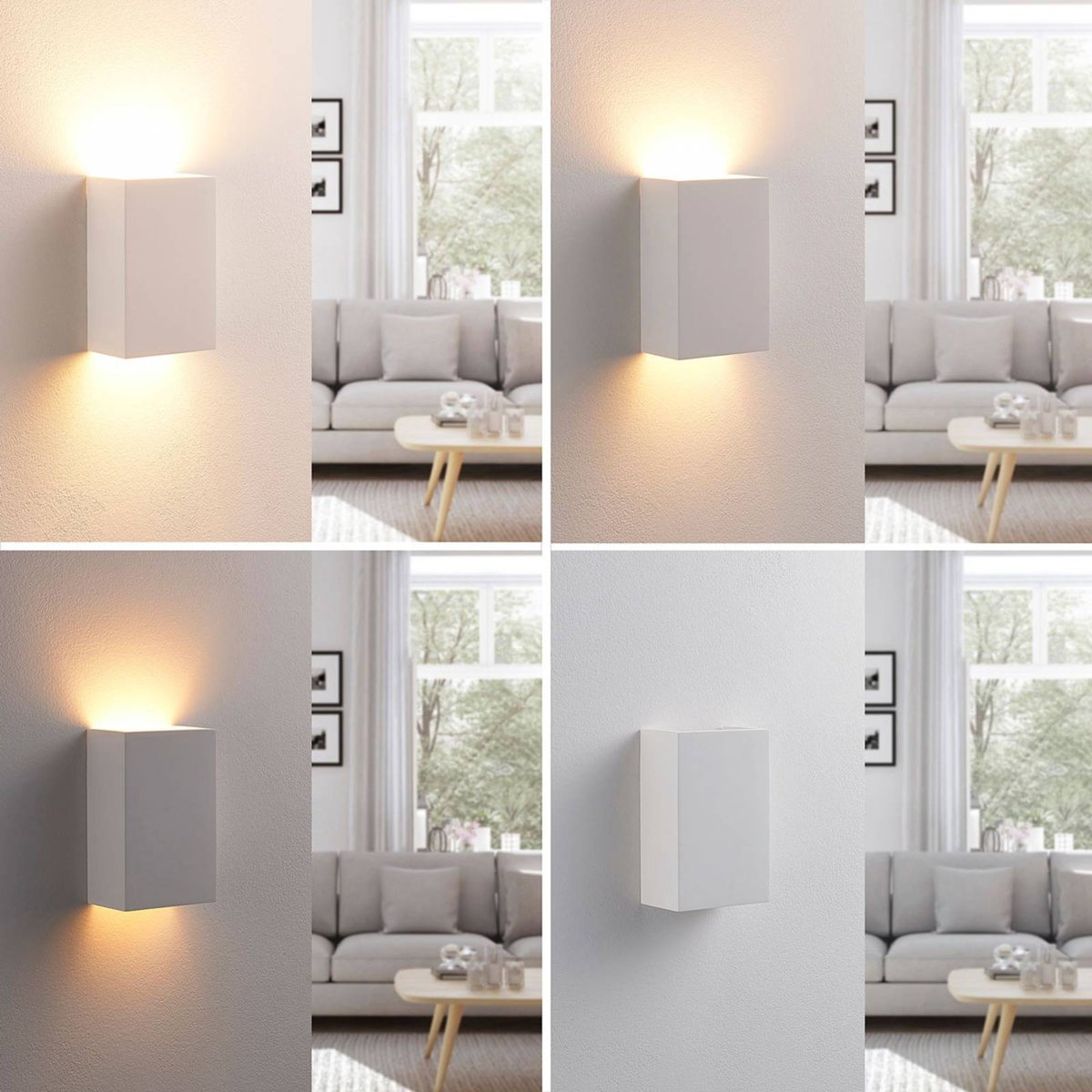 Applique en plâtre moderne, Colja blanc, LINDBY
