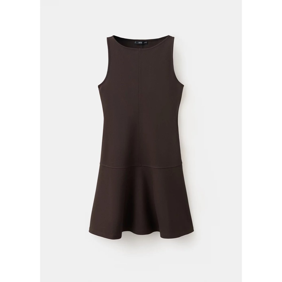 Robe en maille évasée marron, MANGO