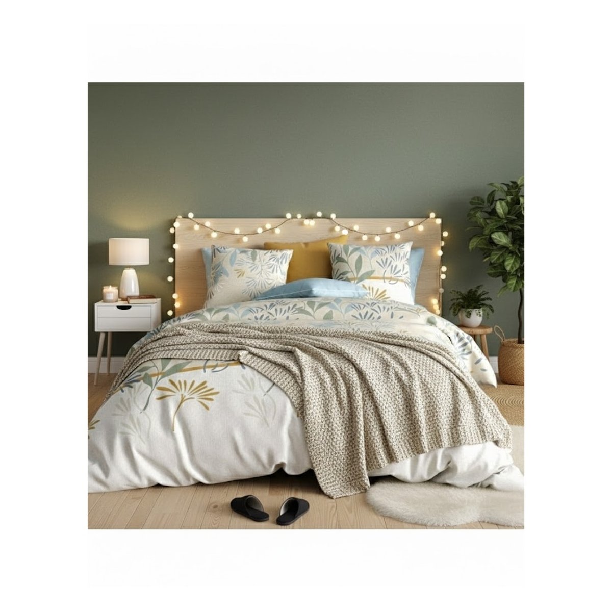Parure de lit harmony vegetal beige, EDEN