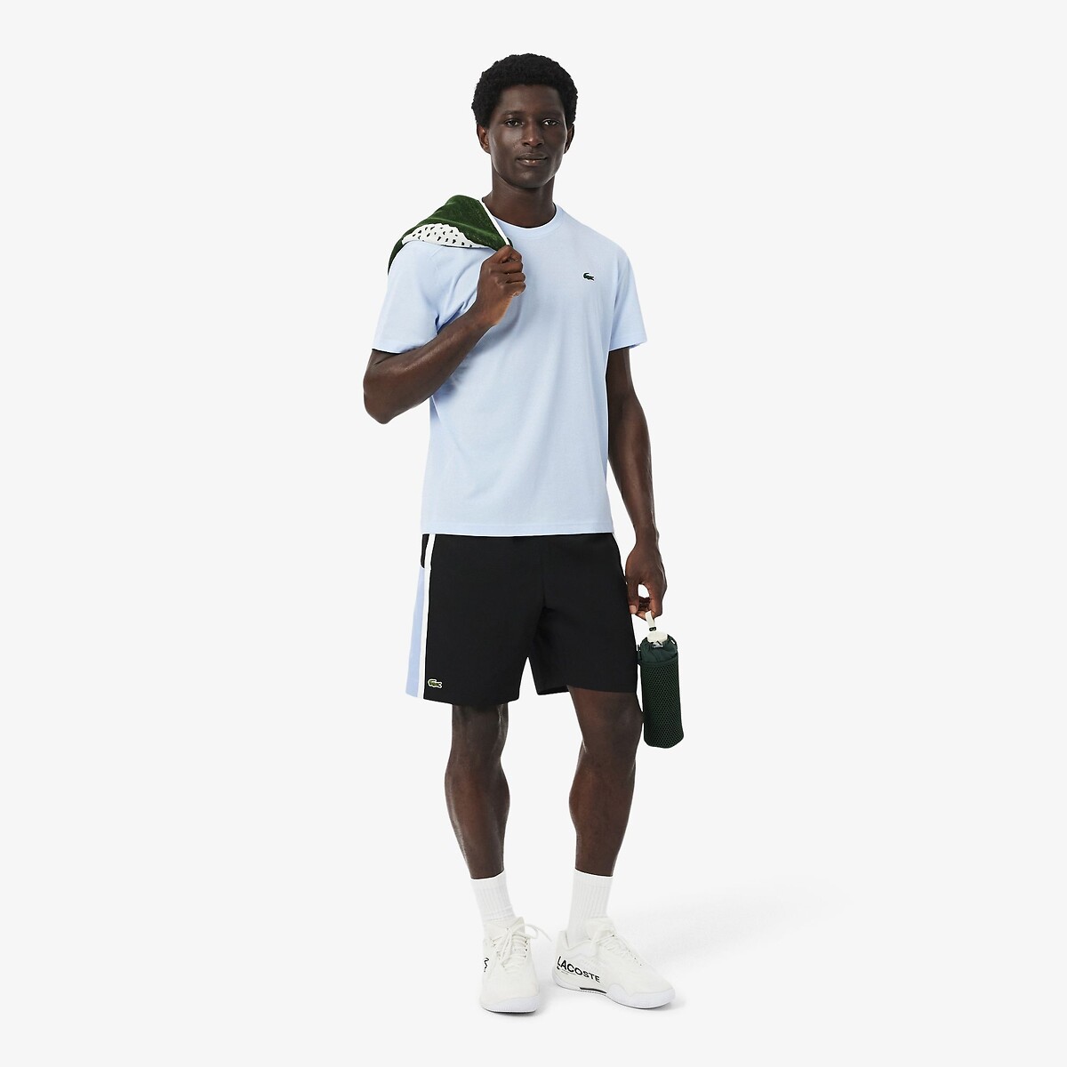 T-shirt manches courtes, col rond bleu clair, LACOSTE