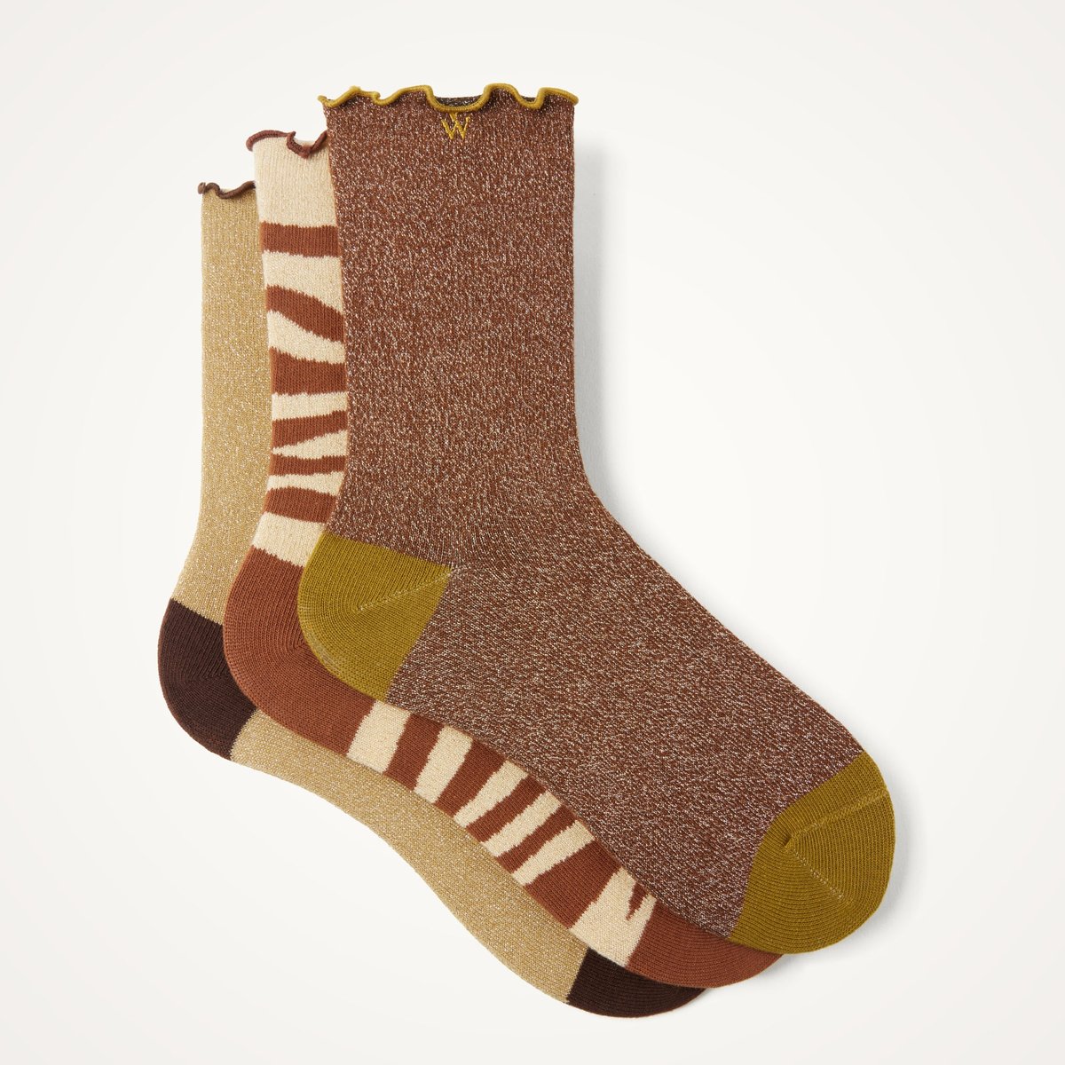 Pack de 3 chaussettes à bords volantés PACK QUINN beige, VANESSA WU