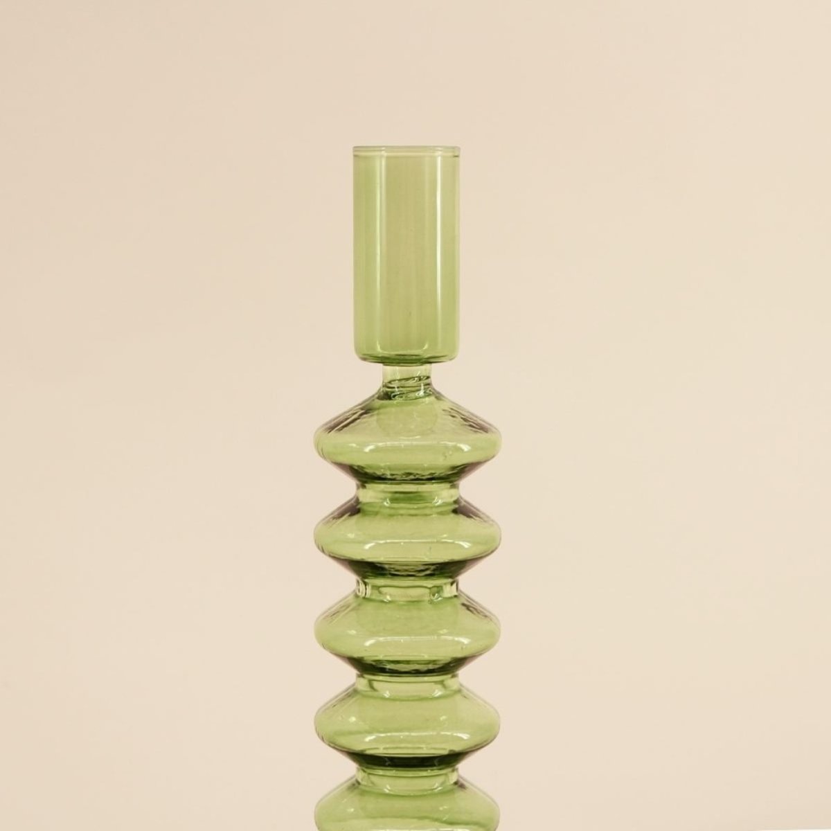 Bougeoir perles en verre 19cm vert, DECOSTAR