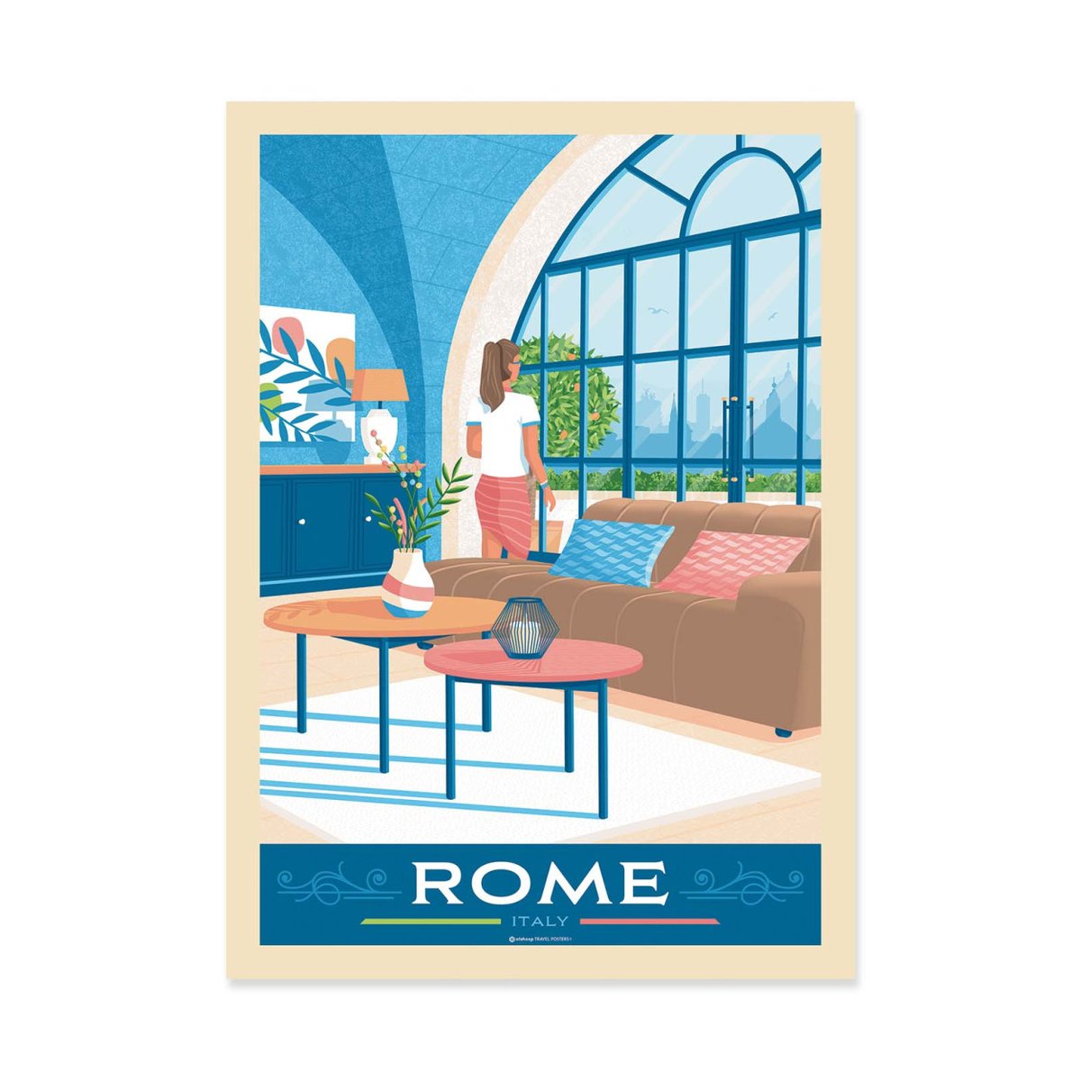 Affiche d'art - Rome Version 2 - Olahoop Travel Posters bleu, WALL EDITIONS