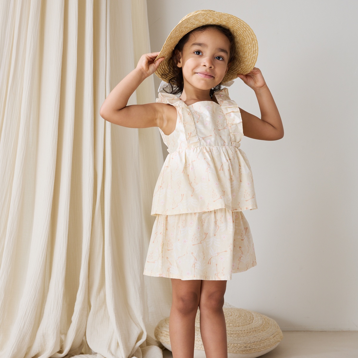 Robe enfant en popeline Poésie d'été vanille, PETIT BEGUIN