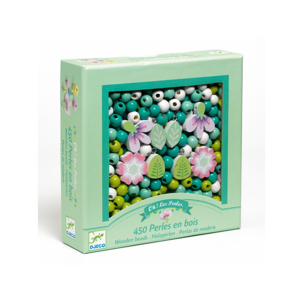 Perles et bijoux - Perles bois - Feuilles et fleurs multicolore, DJECO