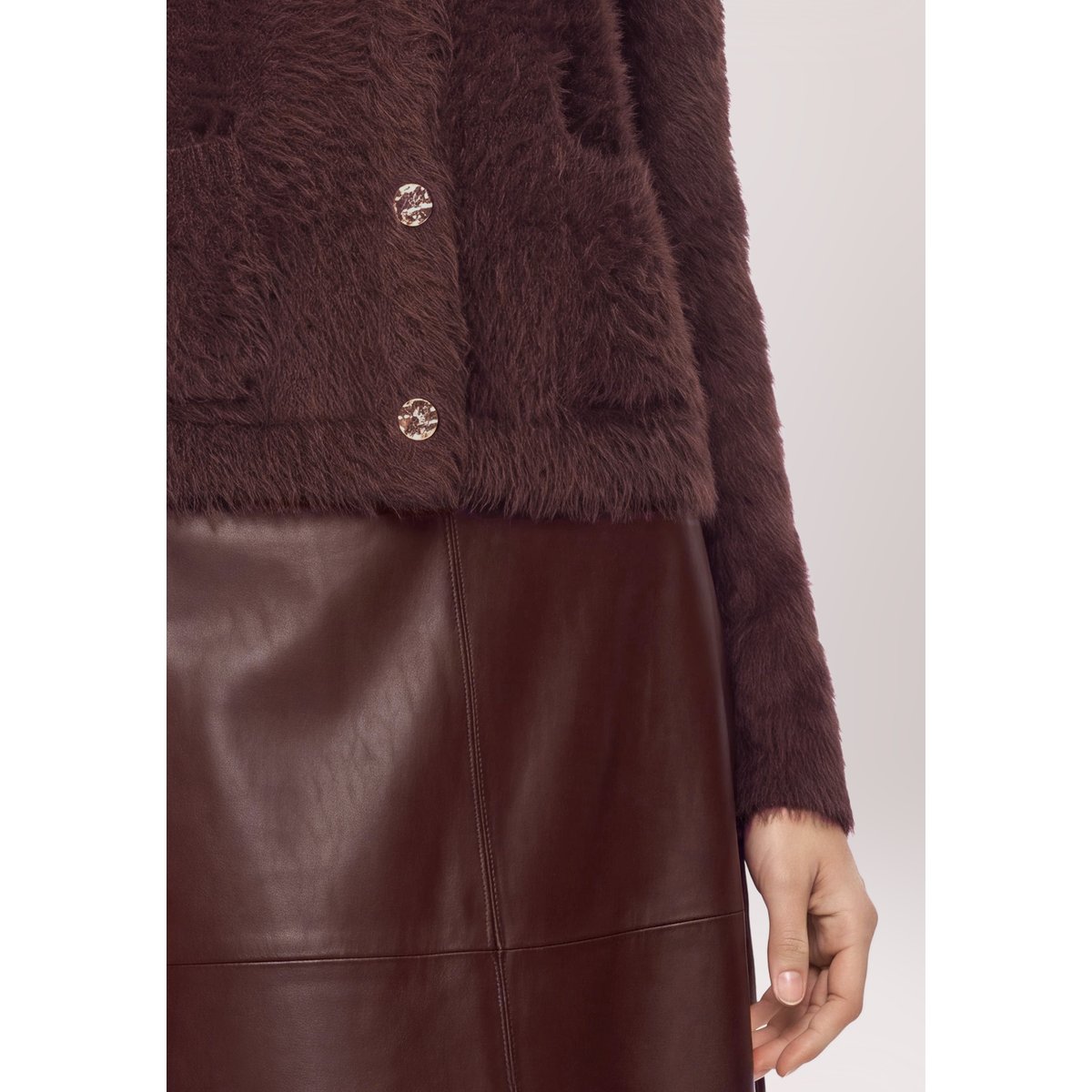 Cardigan en maille à encolure ronde dark maroon, VERA MONT
