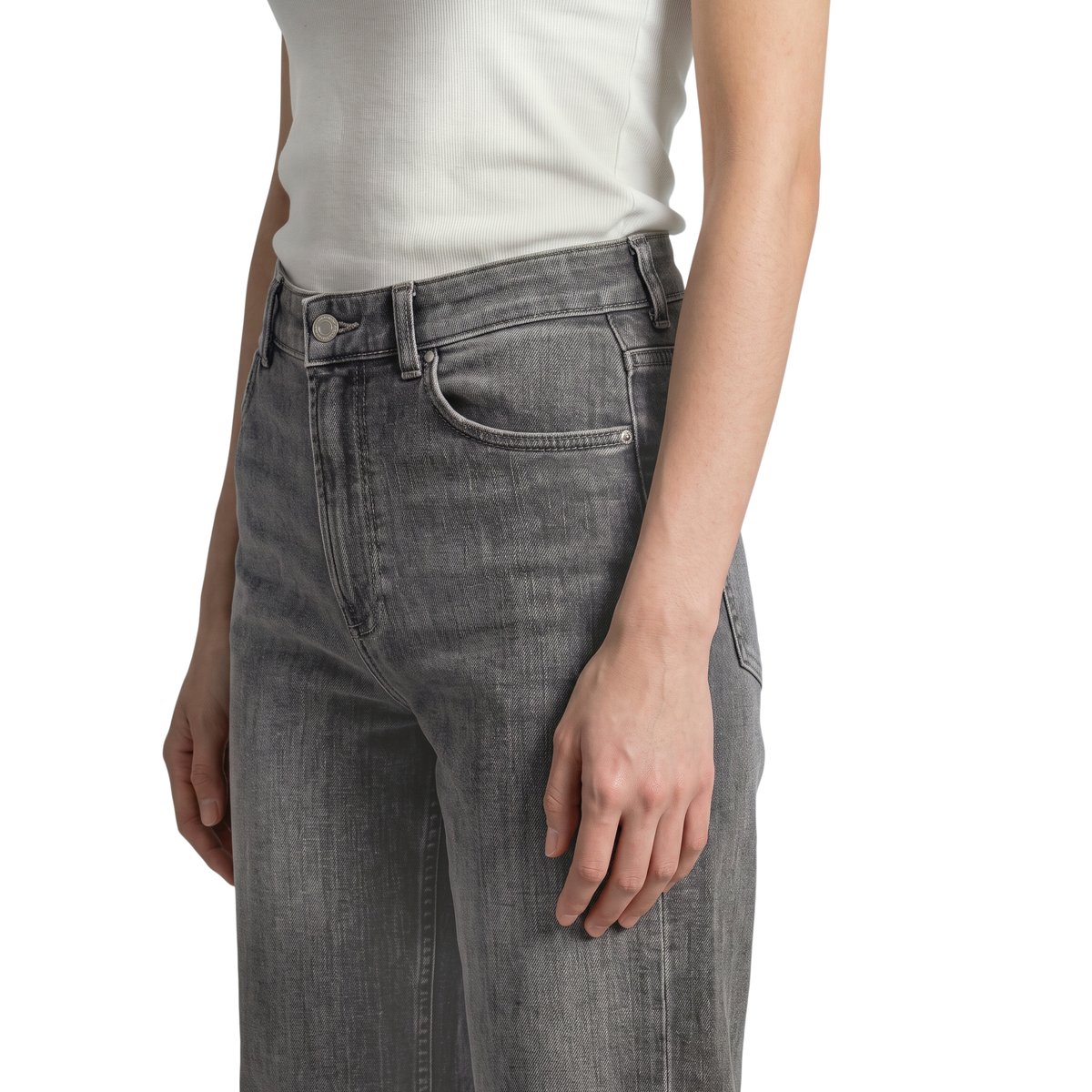 Jeans modèle Tomma wide en coton bio extensible gris, MARC O’POLO DENIM