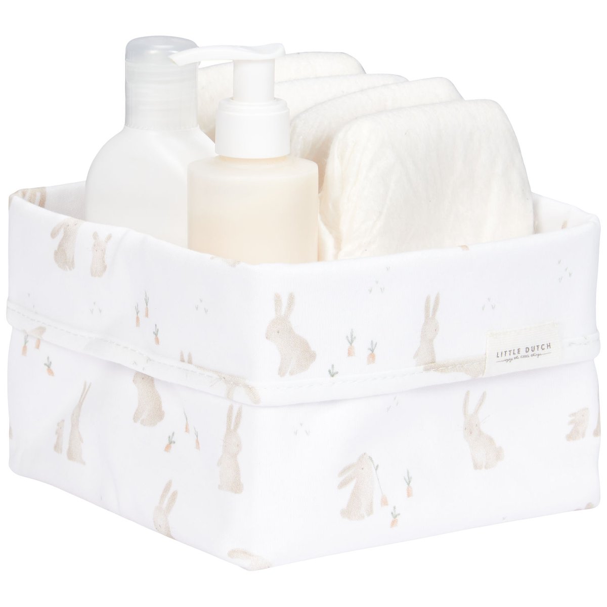 Panier de toilette ecru, marron, orange, LITTLE DUTCH
