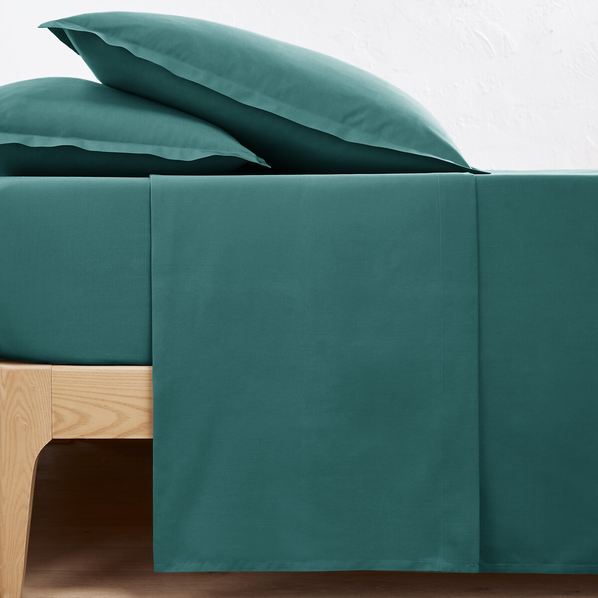 Drap plat uni en percale de coton bio Scenario emeraude, LA REDOUTE INTERIEURS