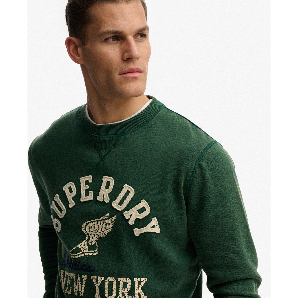 Sweatshirt Vintage Athletic Col Rond vert foncé, SUPERDRY