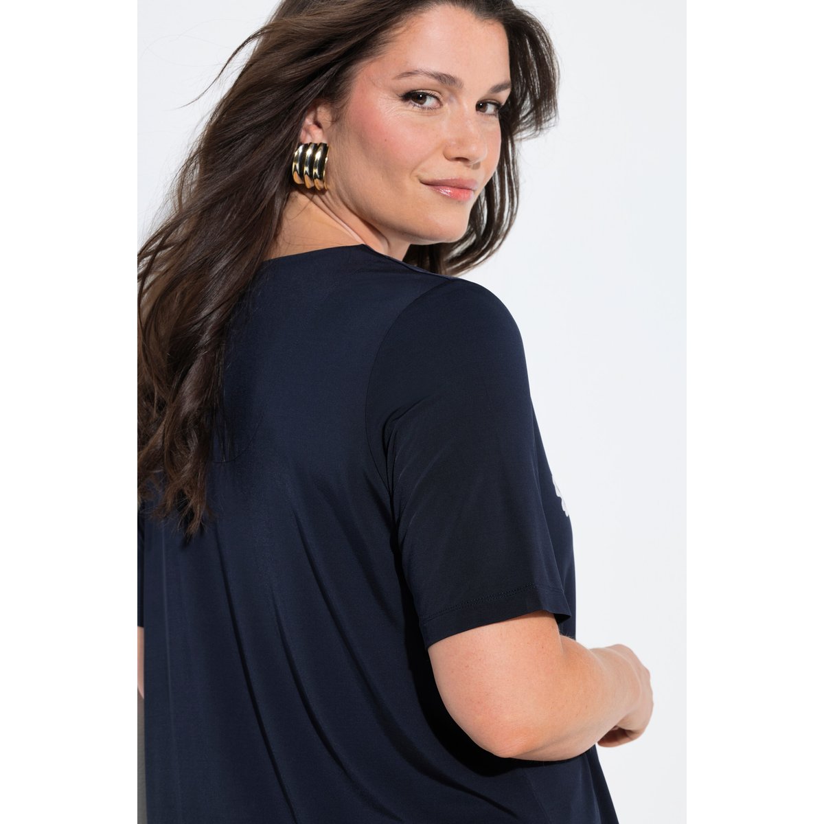 T-shirt avec imprimé, au tombé fluide marine foncé, ULLA POPKEN