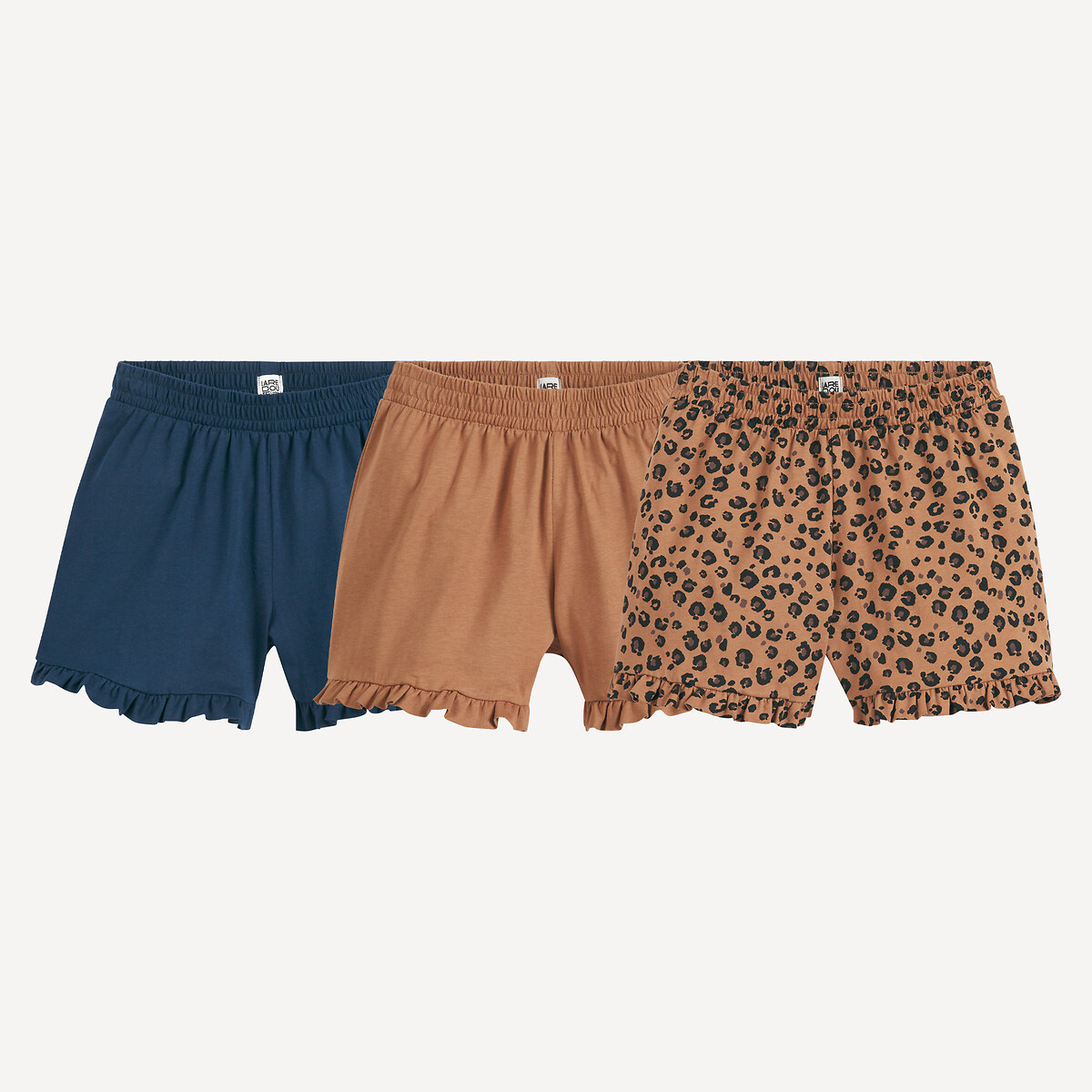 Pack of 3 Shorts in Jersey leopard print, LA REDOUTE COLLECTIONS