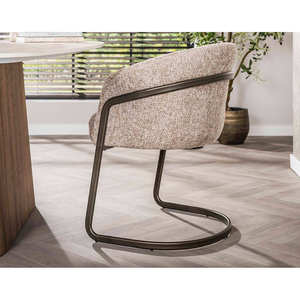Lot de 2 chaises en tissu texturé, TEO sable, BEST MOBILIER