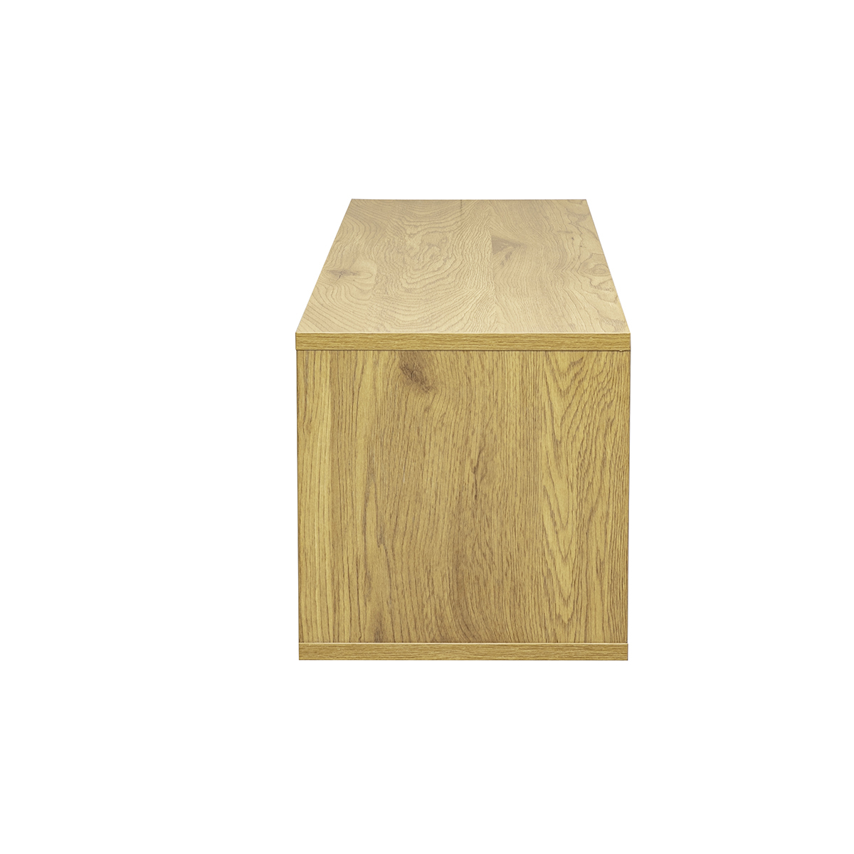 Meuble TV mural finition blanche et bois clair chêne L120 cm FLEXO bois clair / blanc, MILIBOO