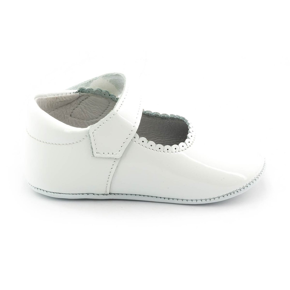 Boni Thérèse - Chaussons bébé en cuir vernis blanche, BONI&SIDONIE